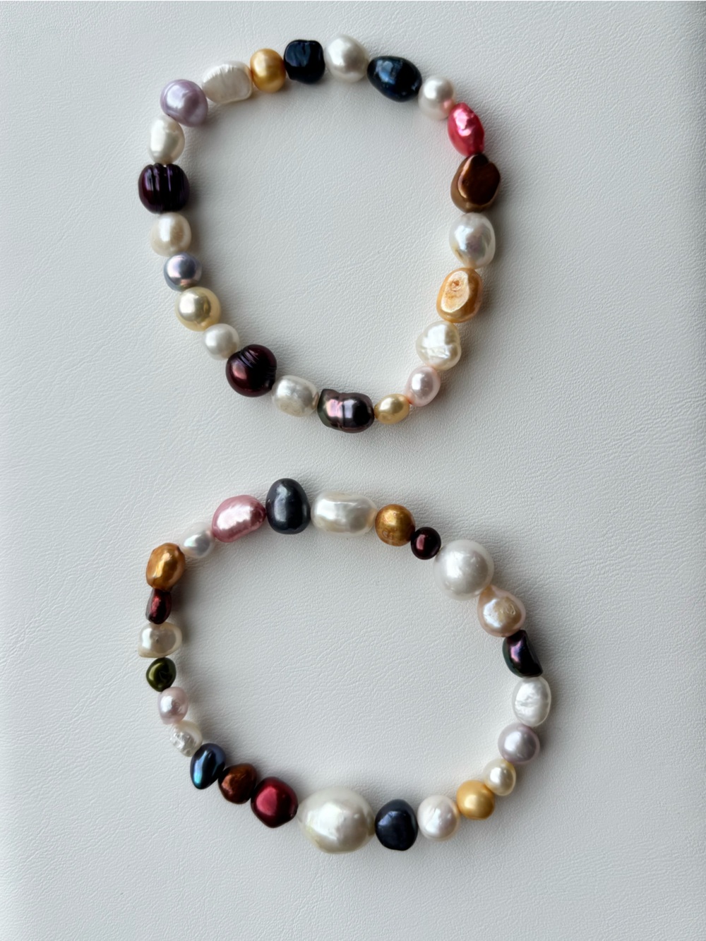 NWT MULTI-Color Cultured Freshwater Pearl Stretch stack Bracelet Set | Set of 2 - Picture 3 of 12